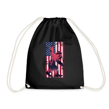 Patriotic Myth: Retro Bigfoot Meets July 4th - Turnbeutel - Schwarz - Vorne