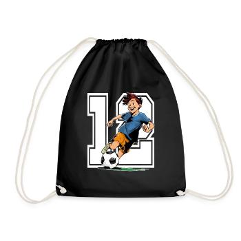 Football Birthday - 12 year old boy - 12. - Drawstring Bag - black - Front