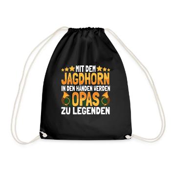 Mit dem Jagdhorn Opa - Waidmann Jäger und Jagd - Turnbeutel - Schwarz - Vorne