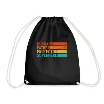 Vintage Hero: Husband, Father, Protector - Drawstring Bag - black - Front