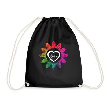 Artistic Floral Valentine Artwork - Drawstring Bag - black - Front