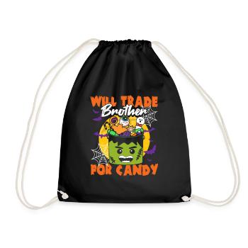 Will Trade Brother For Candy Halloween - Drawstring Bag - black - Front