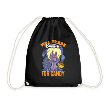 Funny Halloween Will Trade Brother For Candy - Drawstring Bag - black - Front