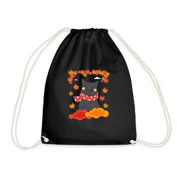 Chat noir C’est l’automne Y’all Feuilles d’automne de citrouille - Sac de sport léger - noir - Devant