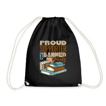 Proud Supporter Of Banned Books - Drawstring Bag - black - Front