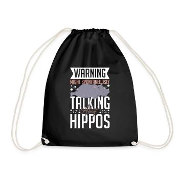 Funny Start Talking About Hippopotamus Sarcastic - Drawstring Bag - black - Front