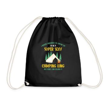 Camping Outdoor Mountain Camper Hiking Camping - Drawstring Bag - black - Front