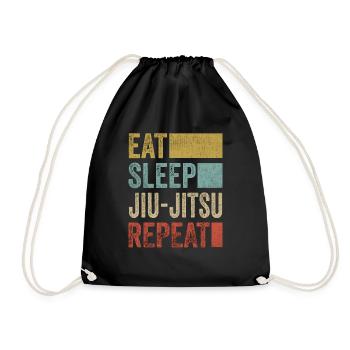 Essen Schlafen Jiu-Jitsu Wiederholen Lustiges Brazilian Jiu - Turnbeutel - Schwarz - Vorne