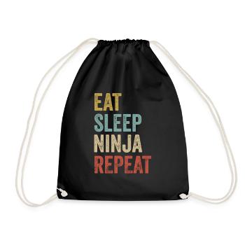 Eat Sleep Ninja Repeat Ninja - Turnbeutel - Schwarz - Vorne