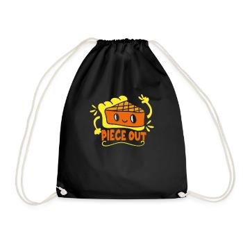 Piece of Pumpkin Pie Funny Retro Thanksgiving - Drawstring Bag - black - Front