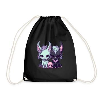 Kawaii Pastel Goth Süße Und Gruselige Hexenkatzen - Turnbeutel - Schwarz - Vorne