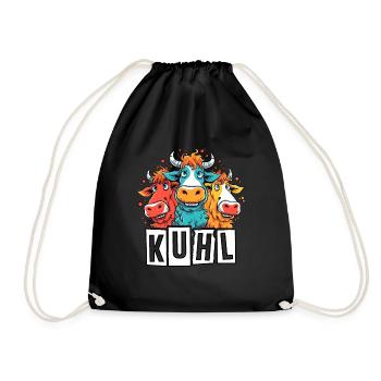 Kuh Geschenk Kühe Landwirt Bauer Geburtstag - Turnbeutel - Schwarz - Vorne