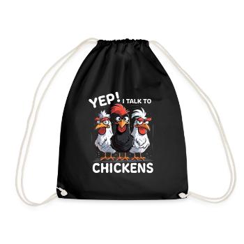 Hühner Geschenk Huhn Sprüche Geburtstag - Turnbeutel - Schwarz - Vorne