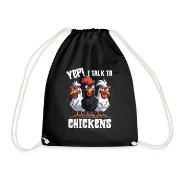 Hühner Geschenk Huhn Sprüche Geburtstag - Turnbeutel - Schwarz - Vorne