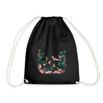 Tropical Birds Paradise Decor Surf Hello Summer - Drawstring Bag - black - Front