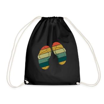 Retro Vintage Flip Flops Beach Surf Hello Summer - Drawstring Bag - black - Front