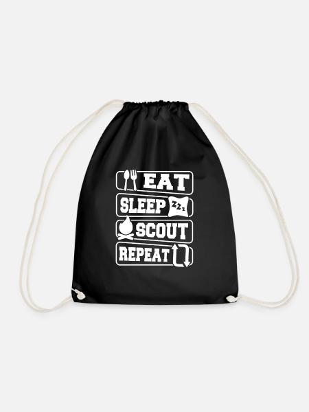 Pfadfinder Eat Sleep Scout Repeat - Turnbeutel - Schwarz