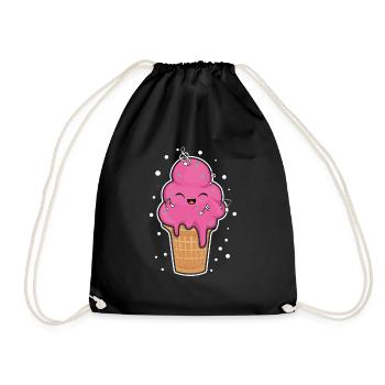 Kawaii Cream Funny Dessert Hello Summer - Drawstring Bag - black - Front