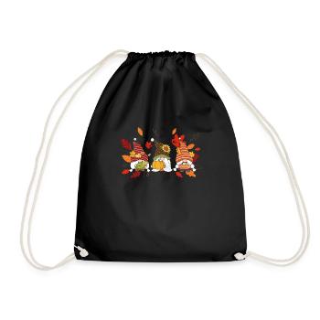 Pumpkin Gnome Autumn Autumn Cute Halloween - Drawstring Bag - black - Front