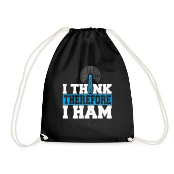 Amateur Radio I Think Therefore I Ham Radio Networ - Drawstring Bag - black - Front