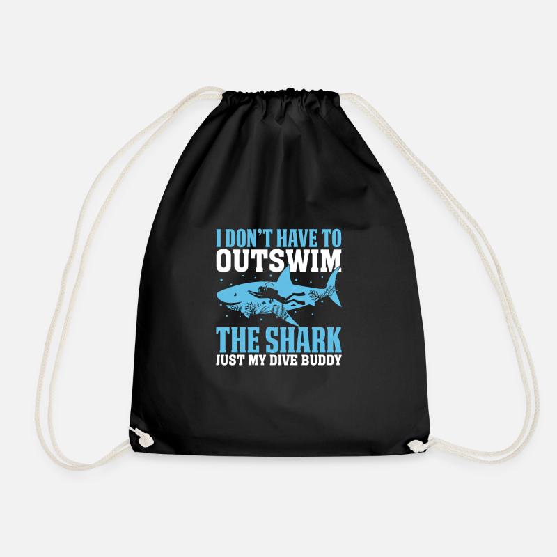 Shark Saying Shark Costume Funny Shark Lover - Drawstring Bag - black