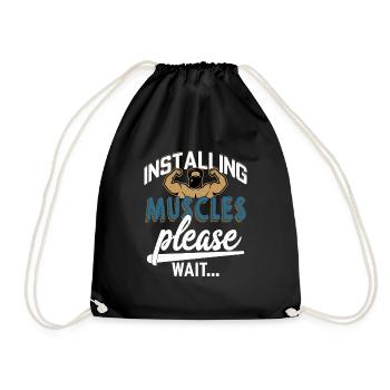Installing Muscles Please Wait... Weight Lifting T - Drawstring Bag - black - Front