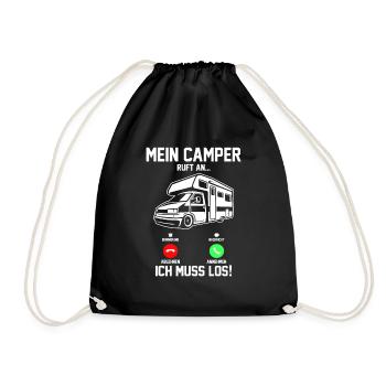 Wohnmobil Wohnwagen Camping Camper - Turnbeutel - Schwarz - Vorne