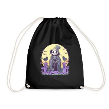 Pastell Goth Niedliches Todes-Sensenmann-Skelett - Turnbeutel - Schwarz - Vorne