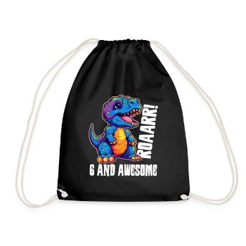 6 Years Birthday 6th Gift Six Boy - Drawstring Bag - black - Front