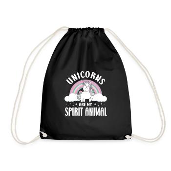 Vintage Rainbow Unicorn & I - Close Buddies Spirit - Drawstring Bag - black - Front