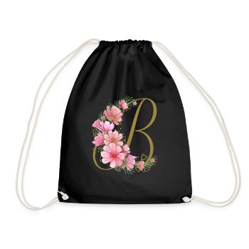 vrille florale avec la lettre B - Sac de sport léger - noir - Devant