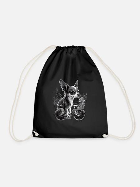 Chihuahua | Bike | Bicycle | Dog | Cycling | - Turnbeutel - Schwarz