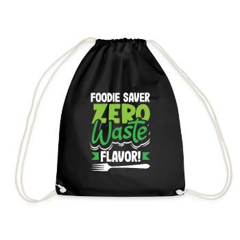Foodie Saver, Zero Waste Flavor! Mindful - Drawstring Bag - black - Front