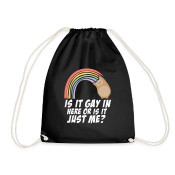 Is It Gay Here LGBTQ Proud Ally Rainbow Gay Pride - Drawstring Bag - black - Front