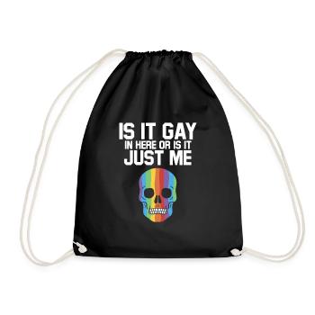Is It Gay Here Proud LGBTQ Ally Rainbow Gay Pride - Drawstring Bag - black - Front