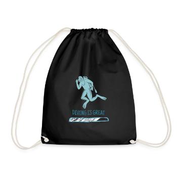 Diving Is Great Retro Diver Designs Present - Turnbeutel - Schwarz - Vorne