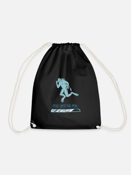 Dive Into The Pool Retro Diver Designs Present - Turnbeutel - Schwarz