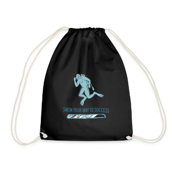 Swim Your Way To Success Retro Diver Designs - Drawstring Bag - black - Front