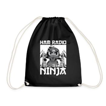 Ham Radio Ninja Signal Radio Amateurs Frequency Ne - Drawstring Bag - black - Front