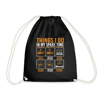 Ham Radio Operator Frequency Things I Do In My Spa - Drawstring Bag - black - Front