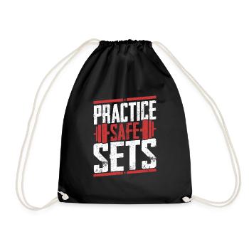 Practice Safe Sets Weight Lifting Workout Training - Turnbeutel - Schwarz - Vorne