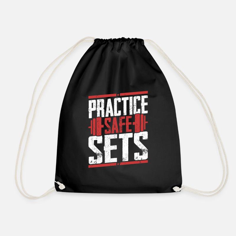 Practice Safe Sets Weight Lifting Workout Training - Turnbeutel - Schwarz