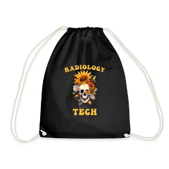 Radiology Tech Floral Skull Lustiger Sonnenblumenliebhaber - Turnbeutel - Schwarz - Vorne