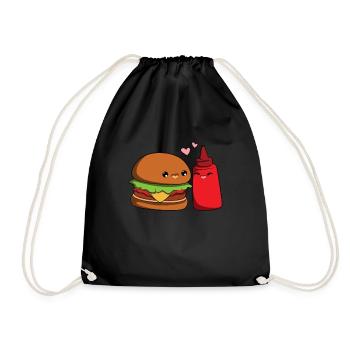 Burger Catchup Pair - Drawstring Bag - black - Front