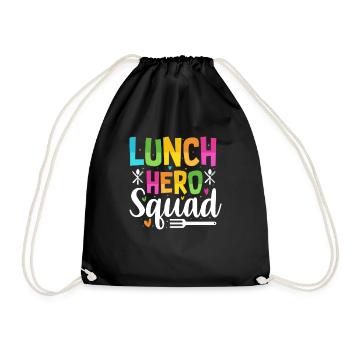 School Lunch Hero Squad Funny - Drawstring Bag - black - Front