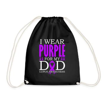 I wear purple for my father Lupus Awareness - Drawstring Bag - black - Front
