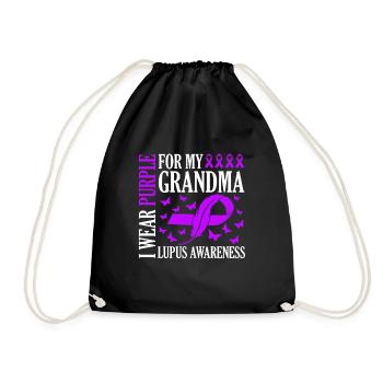 I wear purple for my grandma Lupus Awareness - Drawstring Bag - black - Front