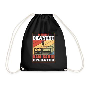 World's Okayest Ham Radio Operator Vintage Retro N - Turnbeutel - Schwarz - Vorne