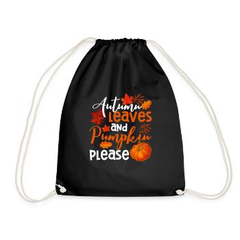Autumn Leaves and Pumpkins Please Leaf Hello - Drawstring Bag - black - Front