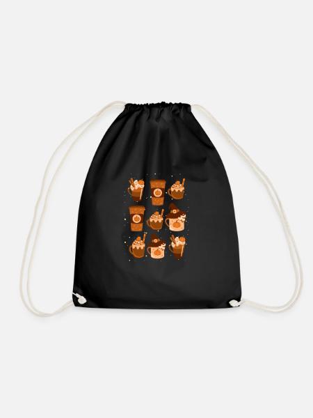 Automne Café Citrouille Spice Latte Feuilles d’automne - Sac de sport léger - noir
